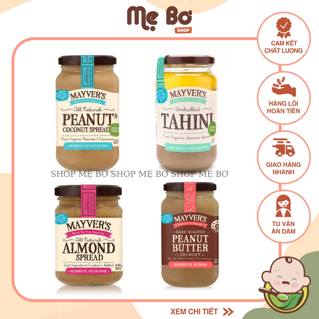 [MAYVERS] BƠ HỮU CƠ MAYVERS (Bơ đậu phộng dừa, bơ mè Tahini, bơ hạnh nhân...)