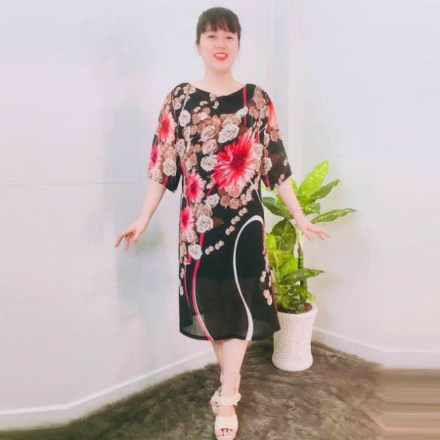 SHOP DẠ HỘI  Đầm Oversize In Hình 3D Nhiều Họa Tiết Silk Lụa big size tặng hoa tai thời trang xinh xắn