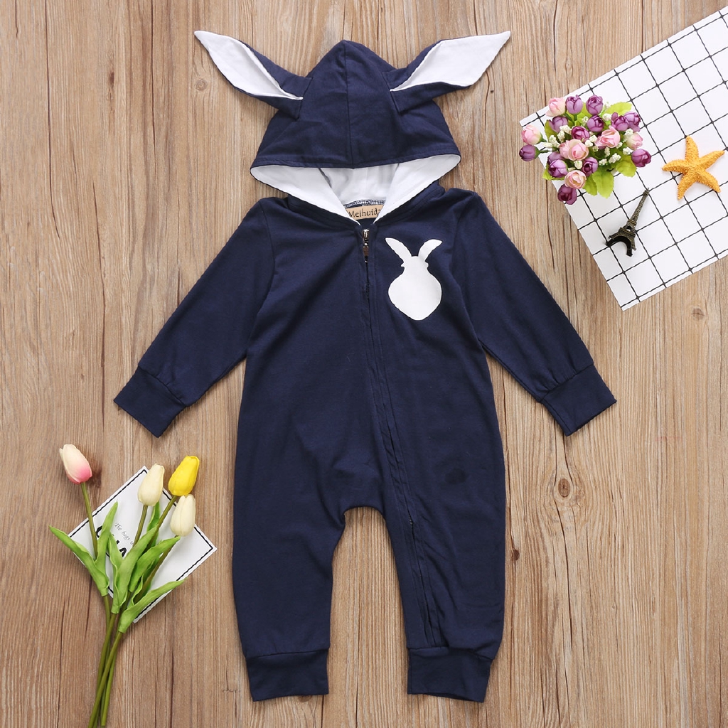 Jumpsuit tay dài có in hình thỏ dễ thương cho bé