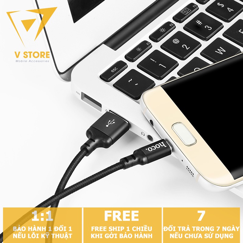 DÂY CÁP SẠC NHANH HOCO X14 DÂY DÙ MICRO USB CHO ĐIỆN THOẠI ANDROID/ ss/ OPPO 2A -DÀI 1M - ĐEN/ ĐỎ