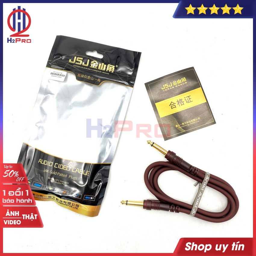 Dây 2 Đầu 6 Ly, Dây Jack 6 Ly 2 Đầu JSJ Mạ Vàng 24K Cho Ra Âm Thanh Chuẩn, Chống Sôi, Nhiễu, Dây Dài 1M-H2Pro Tech