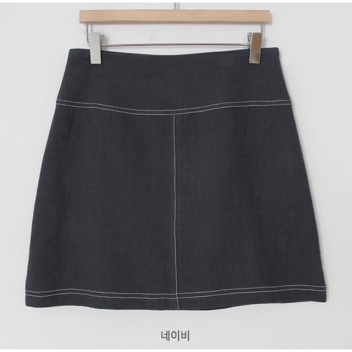 Áo tay ngắn cổ tròn thêu hoa / Chân váy denim chữ A lưng cao thời trang sành điệu cho nữ 35357