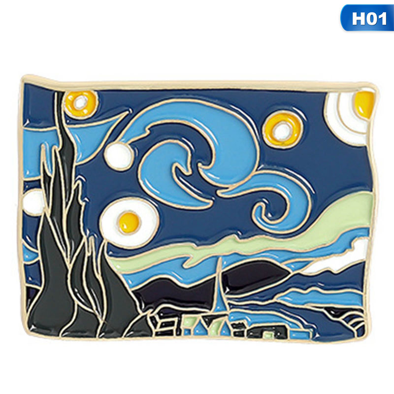 Ghim Cài Áo Hình Tranh Sơn Dầu Van Gogh Độc Đáo