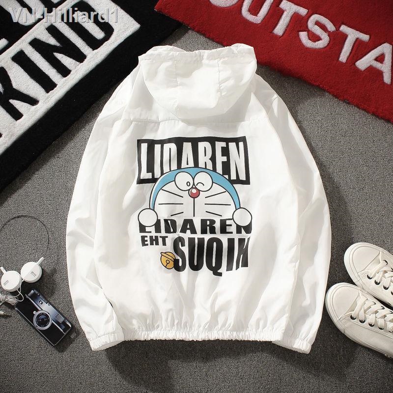 ☋▫Áo Khoác hoodie Mỏng Chống Nắng In Hình Doraemon Dễ Thương Cho Bé Trai NMFI