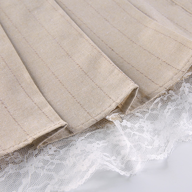 Chân Váy Ren Xếp Ly Phối Nút Thời Trang Cho Nữ