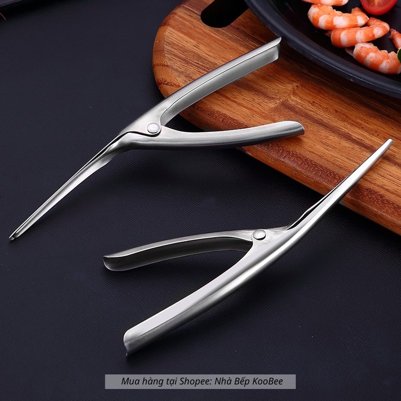 Dụng cụ bóc vỏ tôm INOX 304 không gỉ cao cấp - Cây lột vỏ tôm/bề bề/tôm tít chuyên dụng KooBee