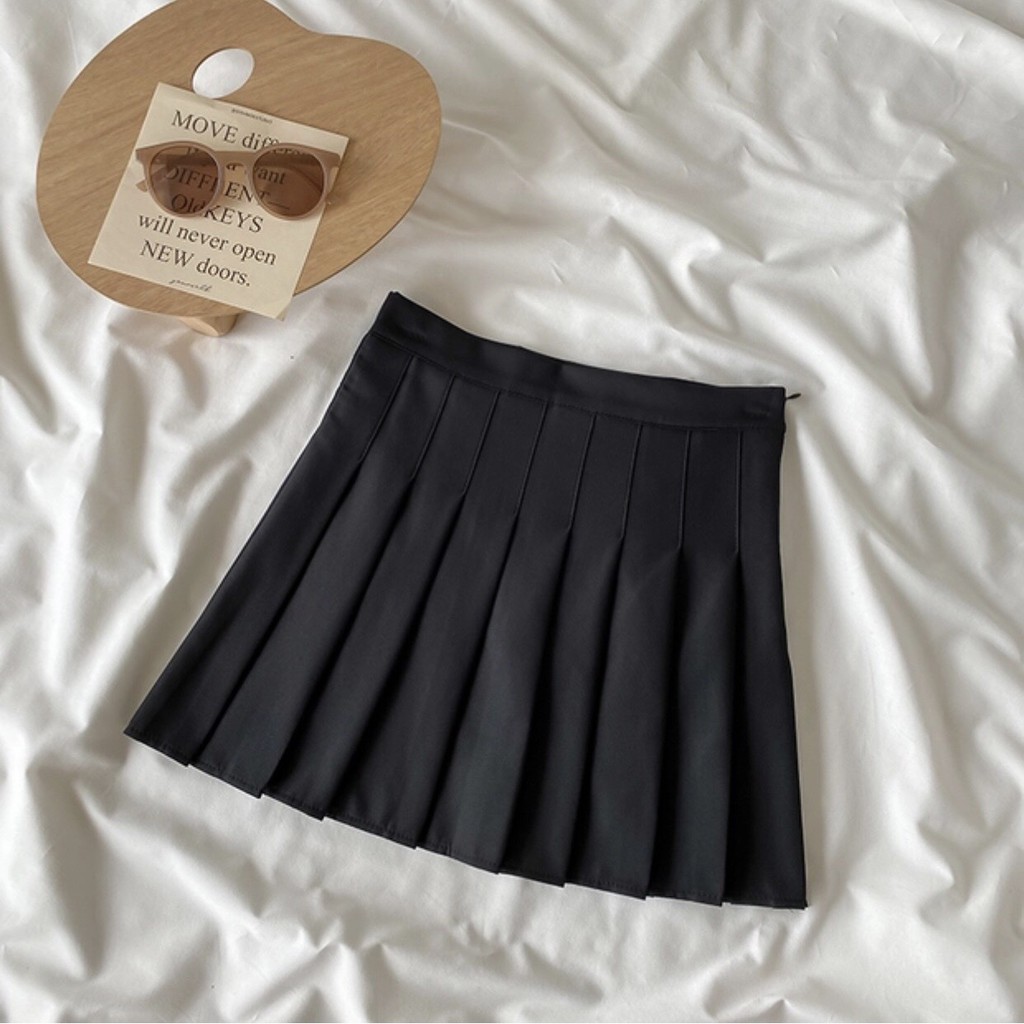 [Ảnh thật] Chân váy tennis ngắn xếp ly khóa hông ulzzang (có quần trong)