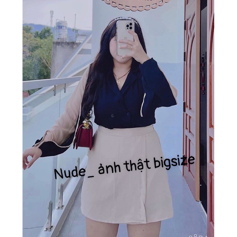 SET bigsize nữ: Áo sơ mi cổ vest Chân váy chữ A - Mặc đi chơi, đi tiệc, dạo phố, công sở (L-XL-XXL- Shop Táo Đỏ Bigsize) | BigBuy360 - bigbuy360.vn