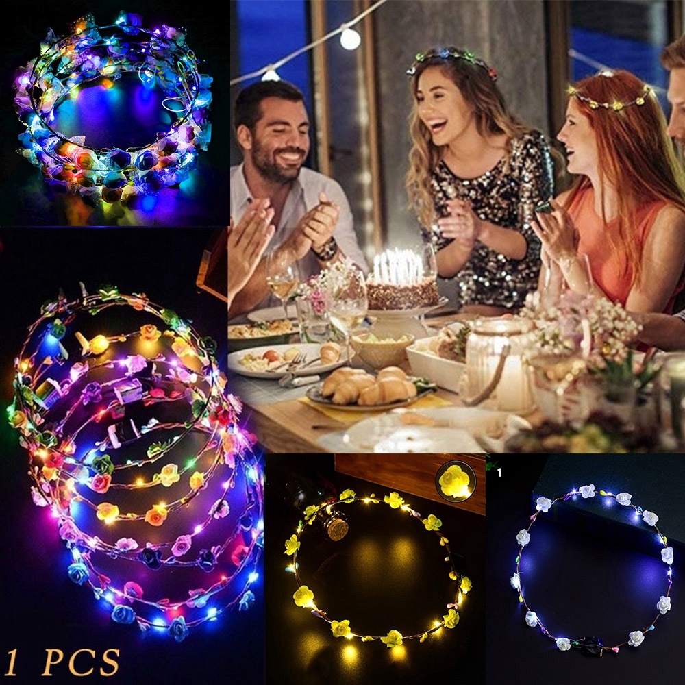 Vòng hoa đội đầu tích hợp đèn LED độc đáo