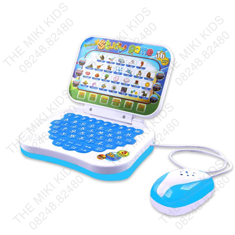 Máy tính xách tay laptop đồ chơi học tập song ngữ Anh Trung cho bé, chuột có đèn nhấp nháy, có phát nhạc - The miki kids