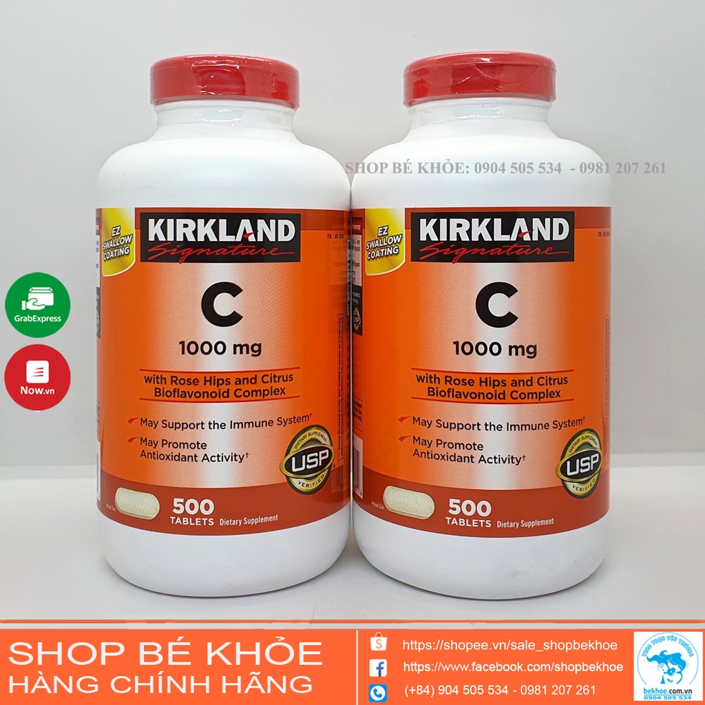 Vitamin C Kirkland - Viên Ngậm Vitamin C 1000mg, 500mg, Kirkland Signature Cheweble 500v