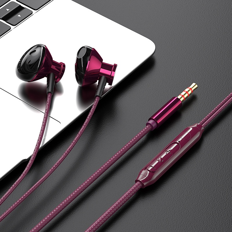 Tai Nghe Nhét Tai Bằng Kim Loại Có Dây Kèm Micro Jack 3.5mm Thích Hợp Làm Quà Tặng Cho Lớp Học Trực Tuyến
