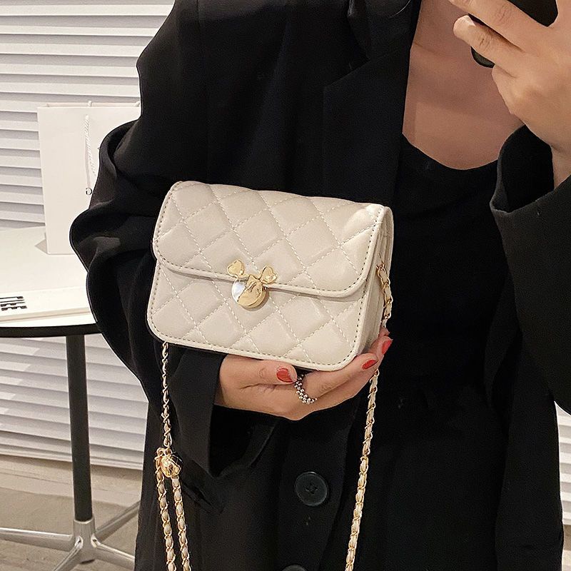 Túi dây xích hộp vuông Khóa mickey túi đeo chéo mini trần trám cao cấp đi chơi đi làm