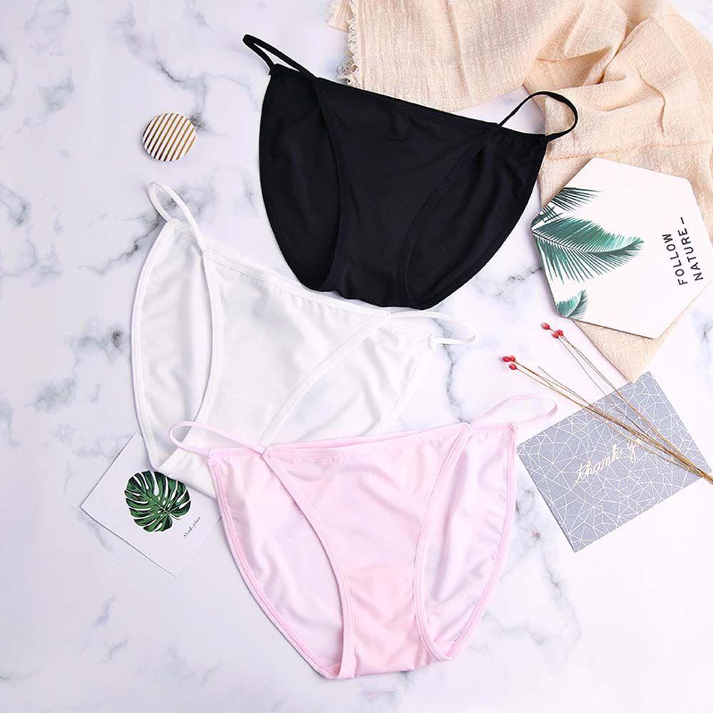 OCEANMAP Quần Lót Cotton Lụa Mỏng Lưng Thấp Màu Sắc Xinh Xắn Cho Nữ