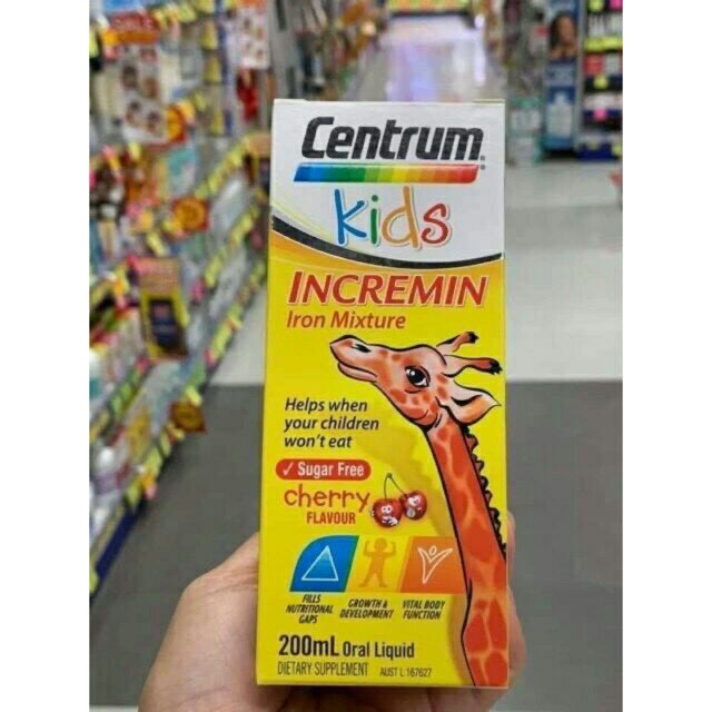 (Date 02/23 - Mẫu mới) Siro Centrum Kids Incremin Iron Mixture 200ml