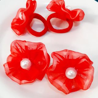 Sét 2 Cột tóc vải đính hoa dễ thương cho bé