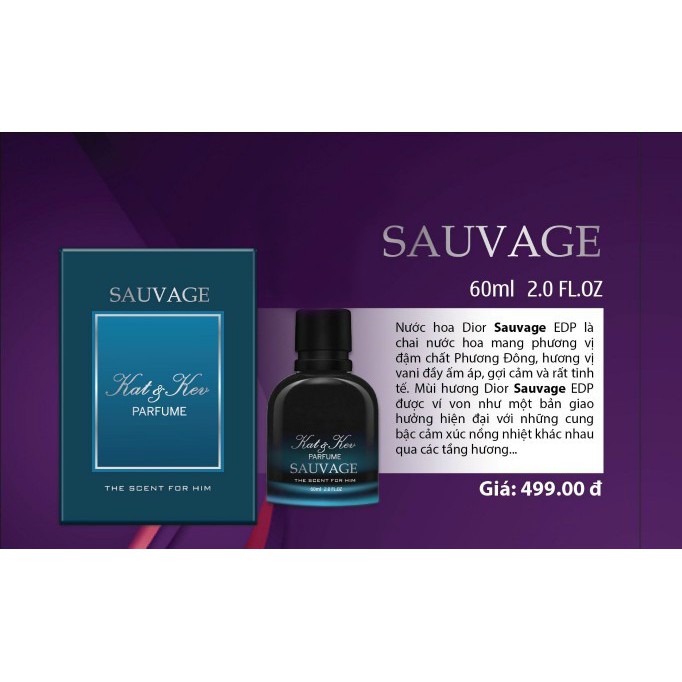 Nước Hoa Nam Sauvage Kat&Kev 60ml