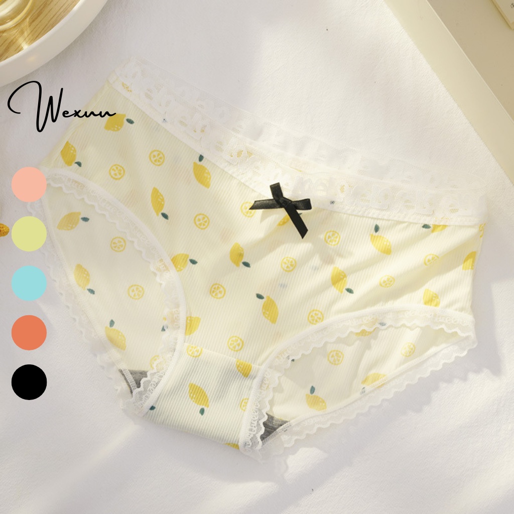 Quần lót nữ Đúc Su Wexuu Design, quần lót cotton viền ren kháng khuẩn cao cấp chất siêu mát nhiều màu dễ thương QC23