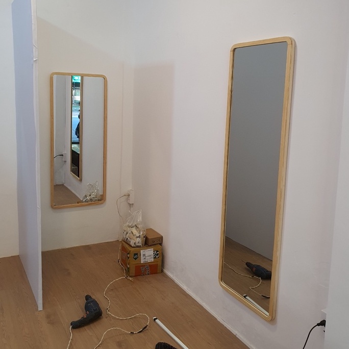 Gương soi toàn thân nịnh dáng khung gỗ bo góc kích thước 40 50 60 x 120cm