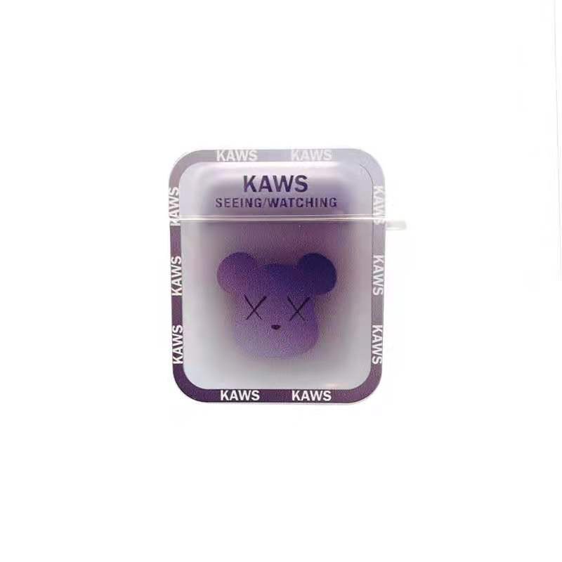 Vỏ Bảo Vệ Hộp Sạc Tai Nghe Airpods 1 2 3 Pro 2 PRO2 Hình Vuông Họa Tiết Gấu Hoạt Hình Màu Gradient Tím