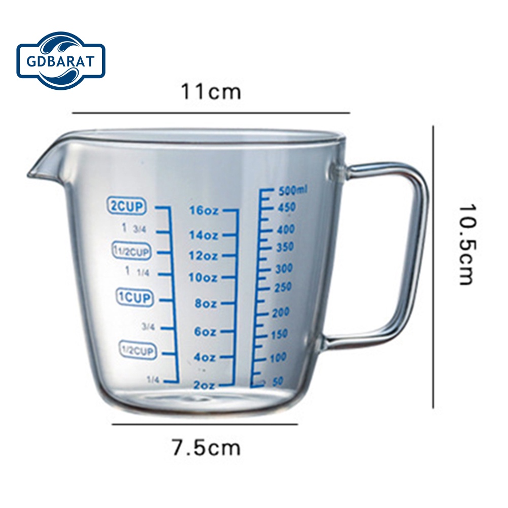 Cốc Thủy Tinh Đo Lường Chịu Nhiệt 250ml / 500ml Tiện Dụng Cho Lò Vi Sóng