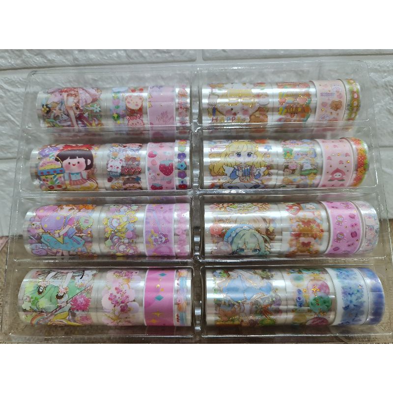 Set 4 cuộn washitape- sticker trong suốt nhiều size từ khổng lồ đến size vừa, mẫu đẹp