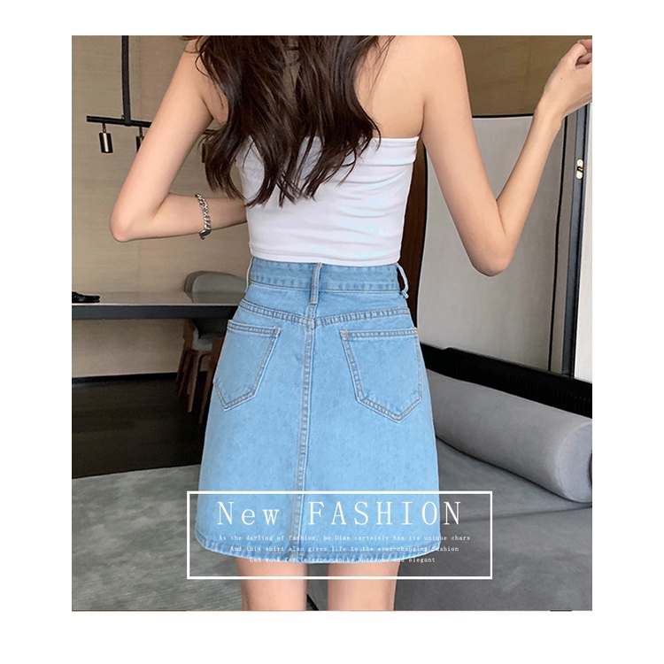 chân váy jean Lưng Cao Co Giãn Phối Túi Màu Xanh Dương / Đen / Xanh Dương Nhạt Thời Trang Mùa Hè Cho Nữ Xssl 2xl 3xl | BigBuy360 - bigbuy360.vn