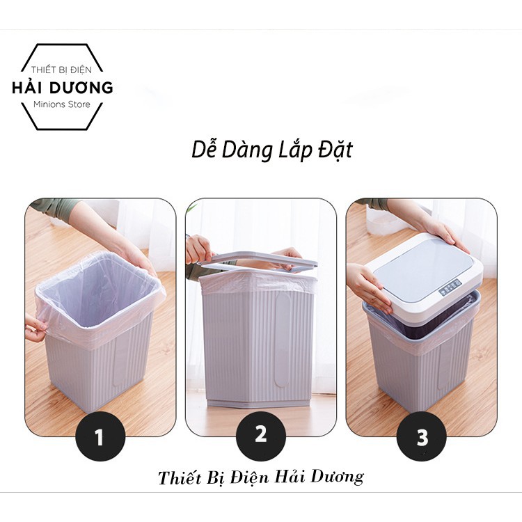 Thùng Rác Cảm Ứng Thông Minh Có Nắp Đóng Mở Tự Động Thùng Rác Cao Cấp ( Loại 16L)-Loại Cắm Sạc Hiện Đại