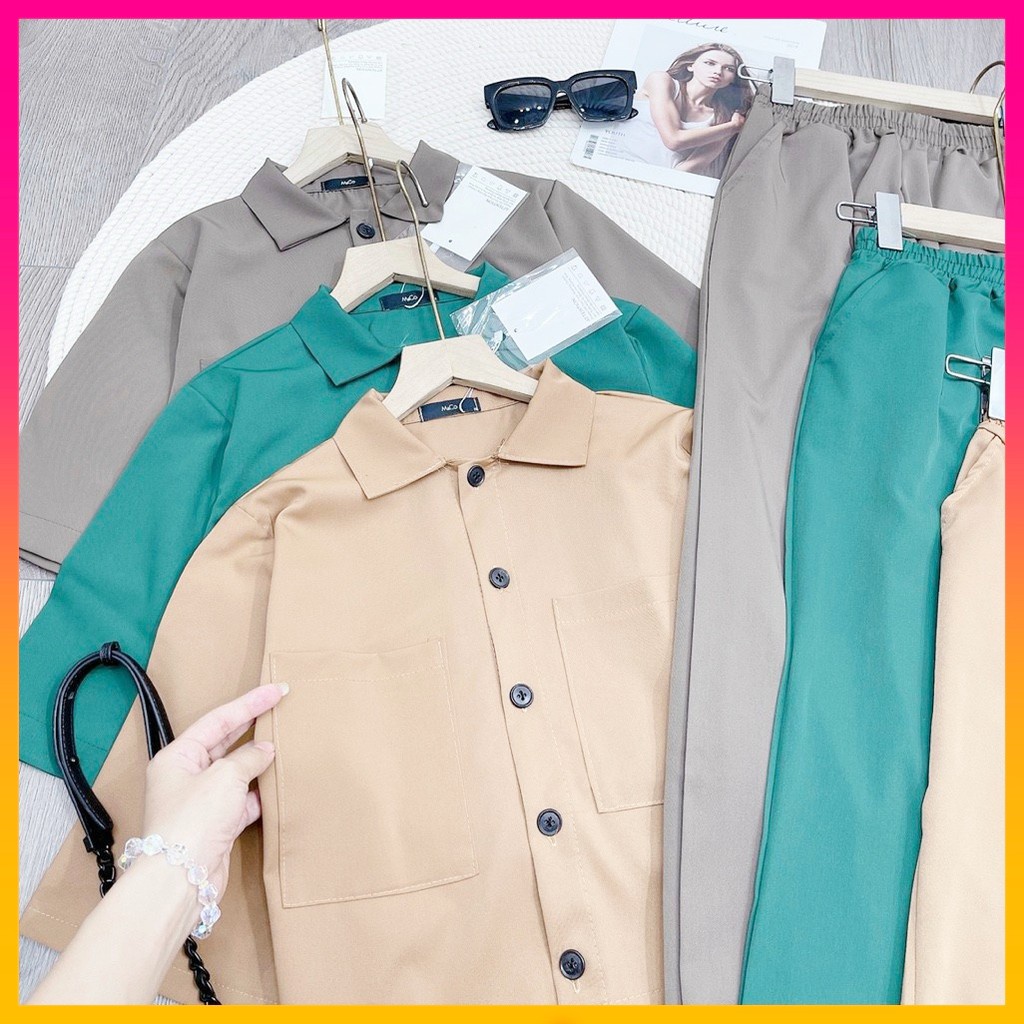 Set Vect Áo Croptop Phối Quần Jogger Ống Rộng - Trend Hàn Quốc - Style Dạo Phố Hot Hít