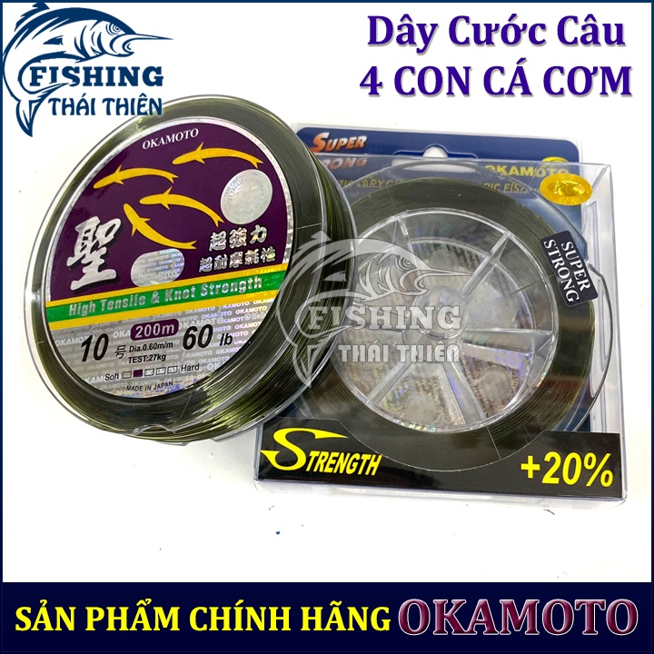 Dây Cước Câu 4 Con Cá Cơm Chính Hãng Okamoto Nhật Bản Cuộn 250m Made In Japan