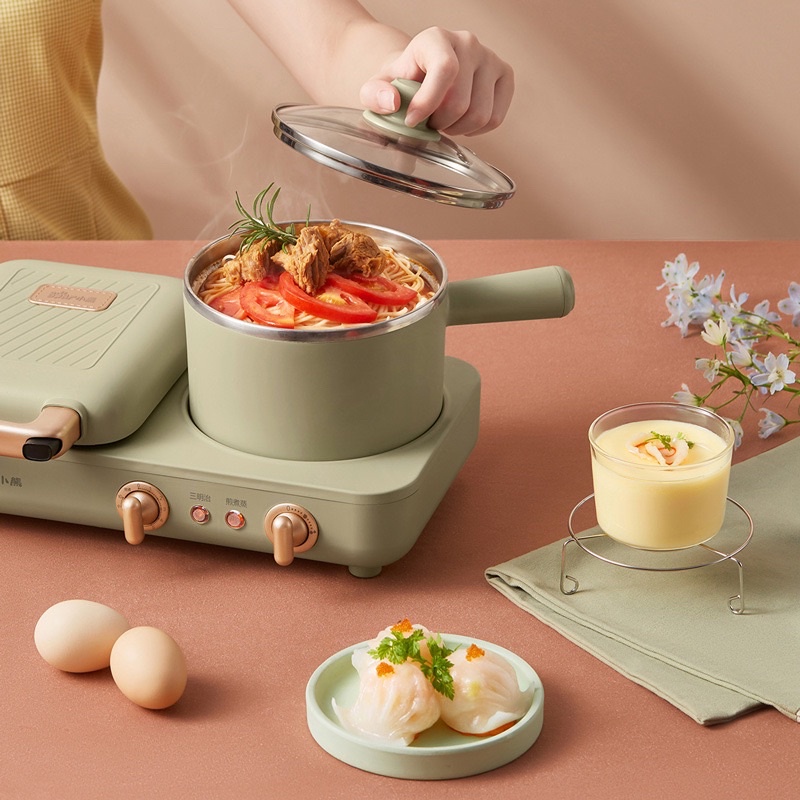 Máy Làm Bánh Kẹp 3 in 1 Bear DSL-A13N1 Máy Nướng Bánh Mì Sandwich Đa Năng Kèm Lẩu Rán Công Suất 1300W