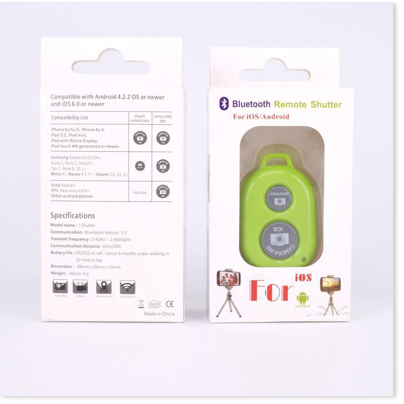 Remote Shutter nút bấm bluetooth điều khiển từ xa chụp ảnh tự động cho smartphone Iphone Ipad