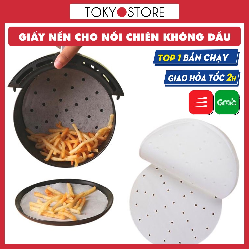 Giấy Nến Cho Nồi Chiên Không Dầu Bảo Vệ Mặt Lưới Chống Dính, Dễ Vệ Sinh Lau Chùi Size 23cm