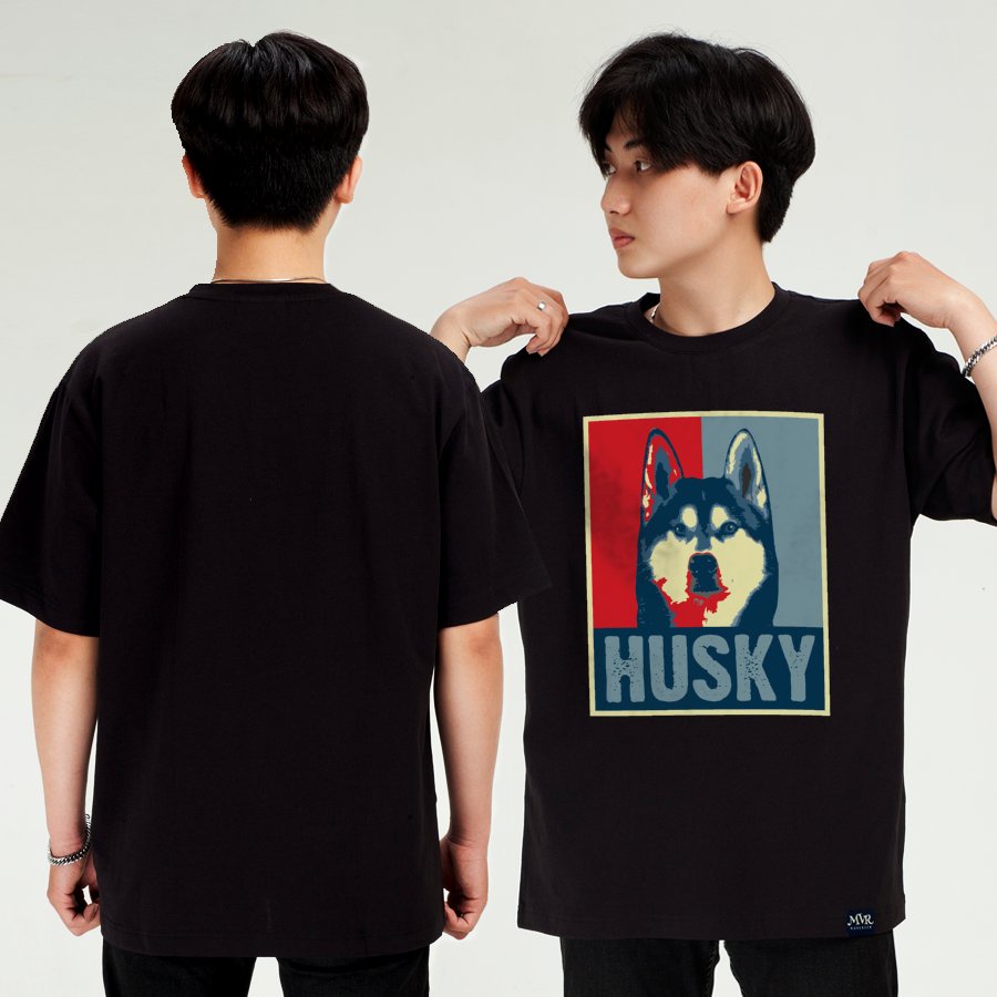 Áo thun nam nữ tay lỡ Chú chó Husky dễ thương cho sen iu boss MVR  KK3839
