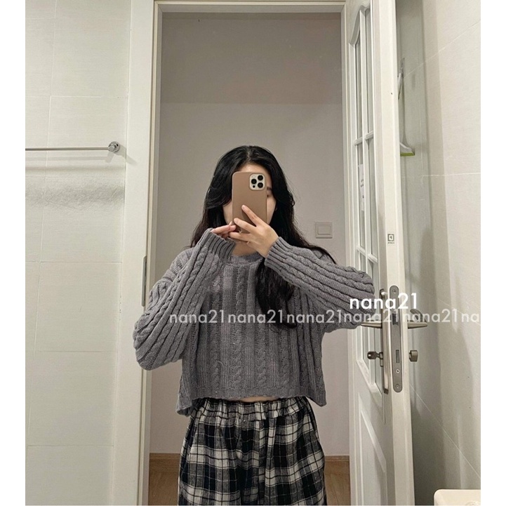 Áo len croptop vặn thừng | BigBuy360 - bigbuy360.vn