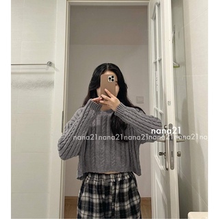 Áo len croptop vặn thừng