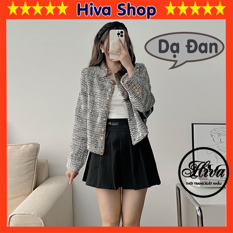 Áo khoác vest blazer nữ kẻ basic dài tay dáng rộng 2 khuy cài túi nắp ngang mở công sở thanh lịch sống chất