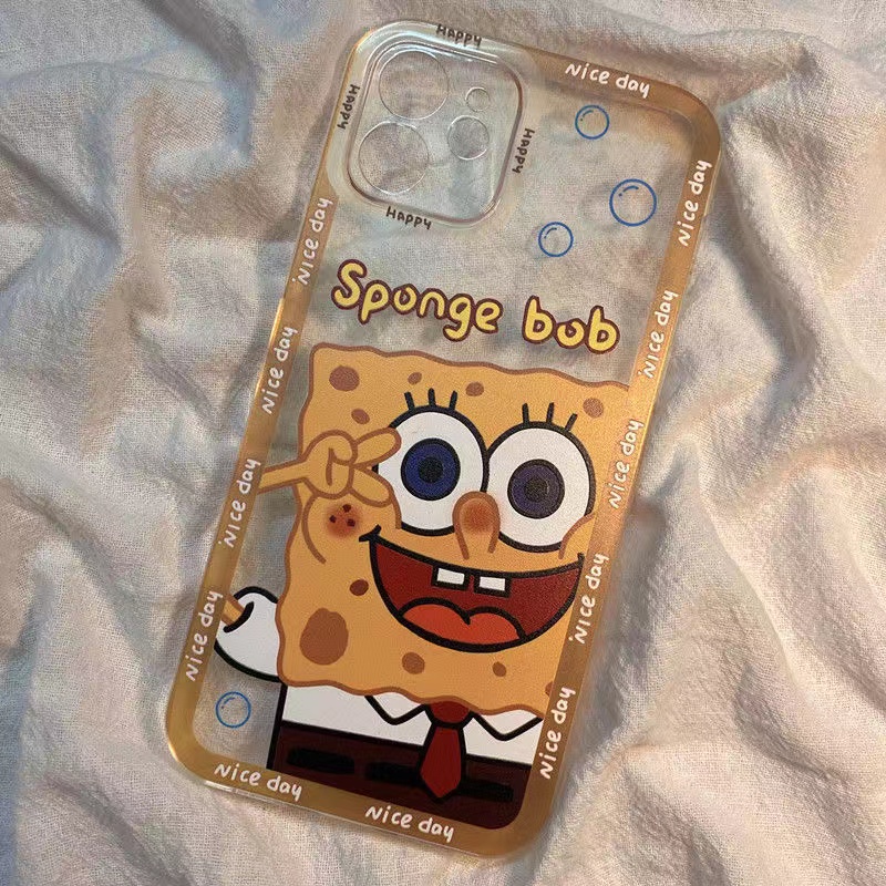 Ốp Điện Thoại Trong Suốt Họa Tiết Hoạt Hình SpongeBob Cho iPhone 13 12 11 Pro Max X Xs Max Xr 7 6 Plus