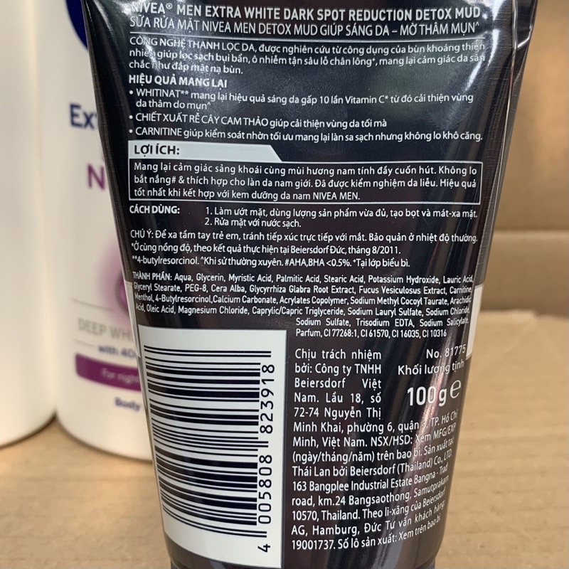 Sữa rửa mặt Nivea Men Detox Mud 100g