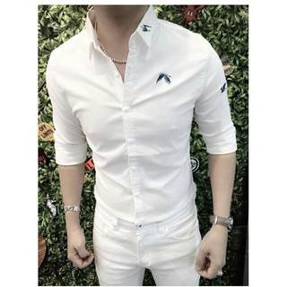 Áo sơ mi nam chất lụa phối thêu con én xuân cực chất