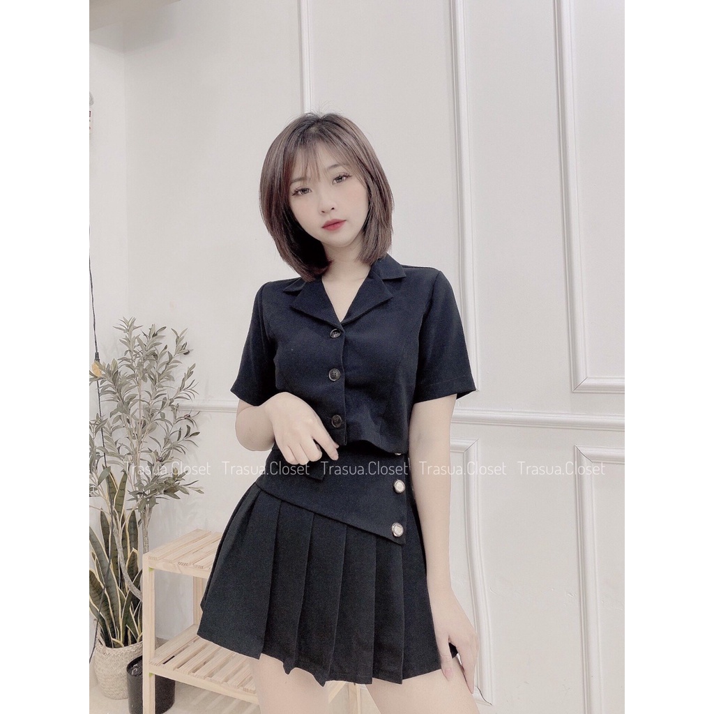 Chân váy xếp ly vạt chéo trasua.closet phong cách thời trang , phù hợp mọi lứa tuổi, trẻ trung , năng động cực đẹp TS010 | BigBuy360 - bigbuy360.vn