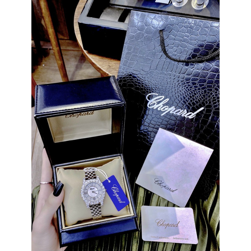 Đồng hồ nữ dây kim loại, đồng hồ chính hãng CHOPARD authentic full box, phiên bản đá Swarovski siêu cao cấp
