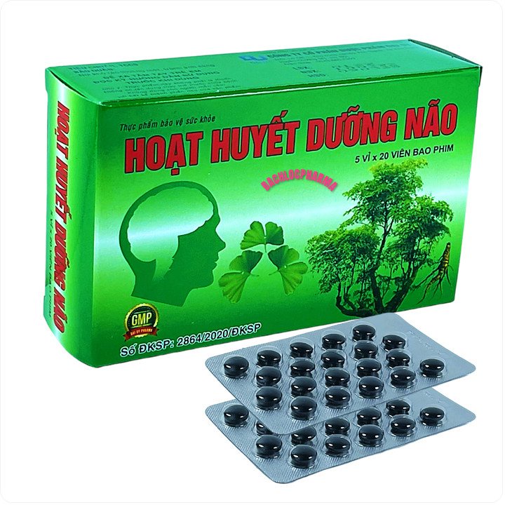 Hộp 100 viên-Viên Uống Hoạt Huyết Dưỡng Não Giúp Tăng Cường Trí Nhớ, Giảm Đau Đầu, Chóng Mặt, Rối Loạn Tiền Đình,Mất Ngủ
