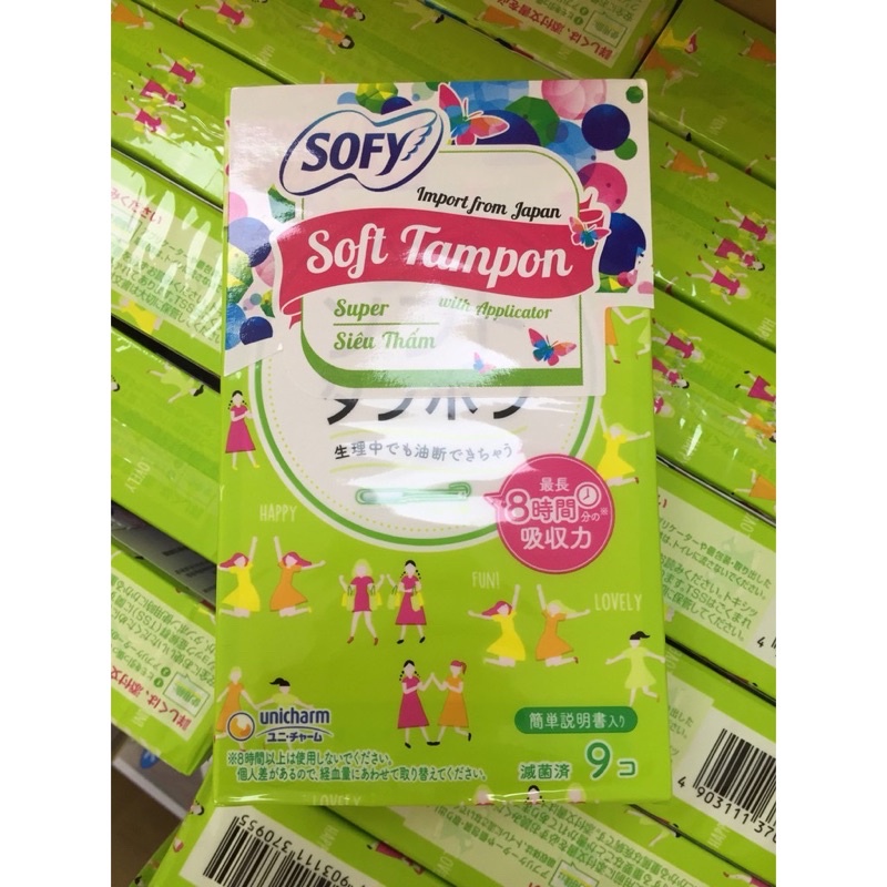 Băng vệ sinh ống Sofy Soft Tampon siêu thấm 9 ống