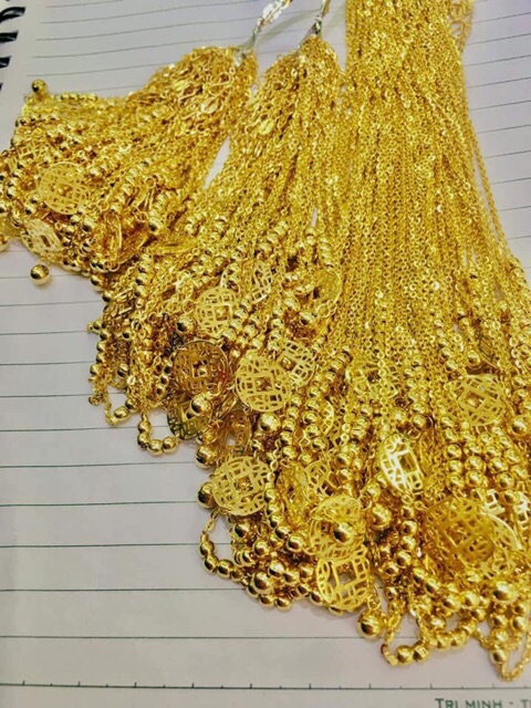 LẮC TAY KIM TIỀN BẠC NGUYÊN CHẤT SI VÀNG 24k - THJ SLIVER