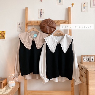 Set váy dạ gile trắng