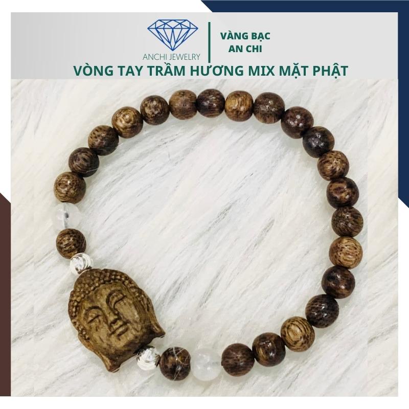 Vòng tay trầm hương mặt phật, hạt nhỏ cho nam nữ. Anchi jewelry