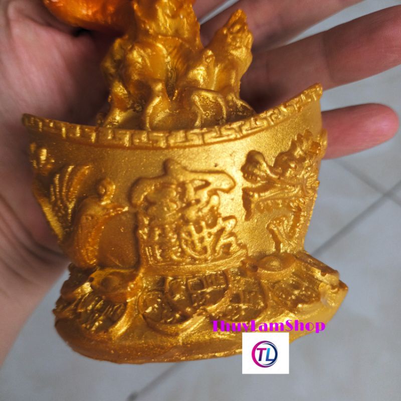 Gốc cây thỏi vàng đế đúc thư pháp long phụng sum vầy làm cây cành vàng lá ngọc, cây tài lộc