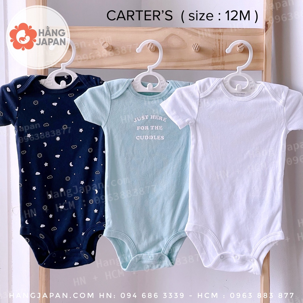 Set 2 Bodysuit Carter VNXK cộc tay bé trai size 0-3-6-9-12M mẫu ngẫu nhiên