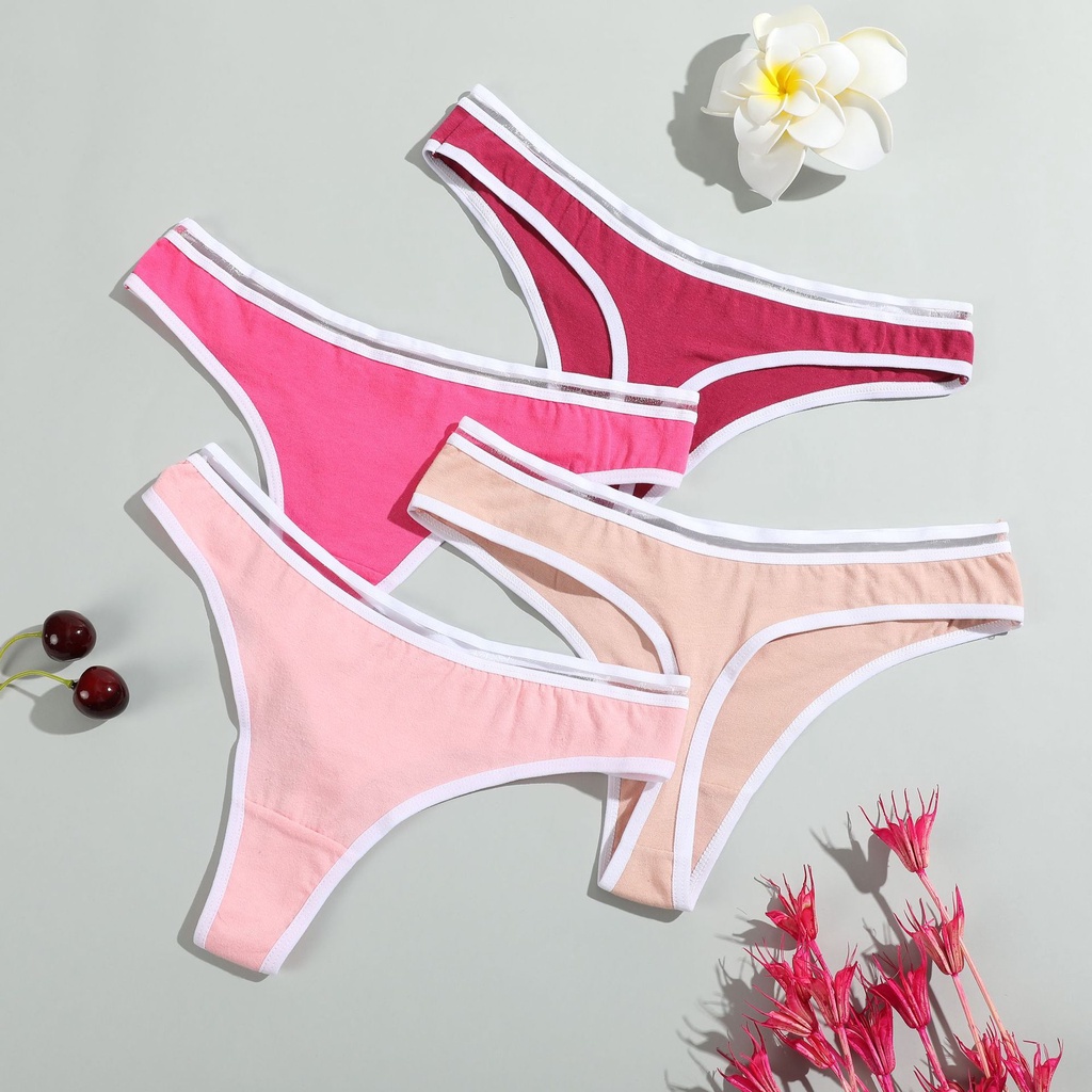 Quần lót lọt khe AOWEINISI chữ V màu trơn lưng thấp size M-XL thời trang quyến rũ dành cho nữ